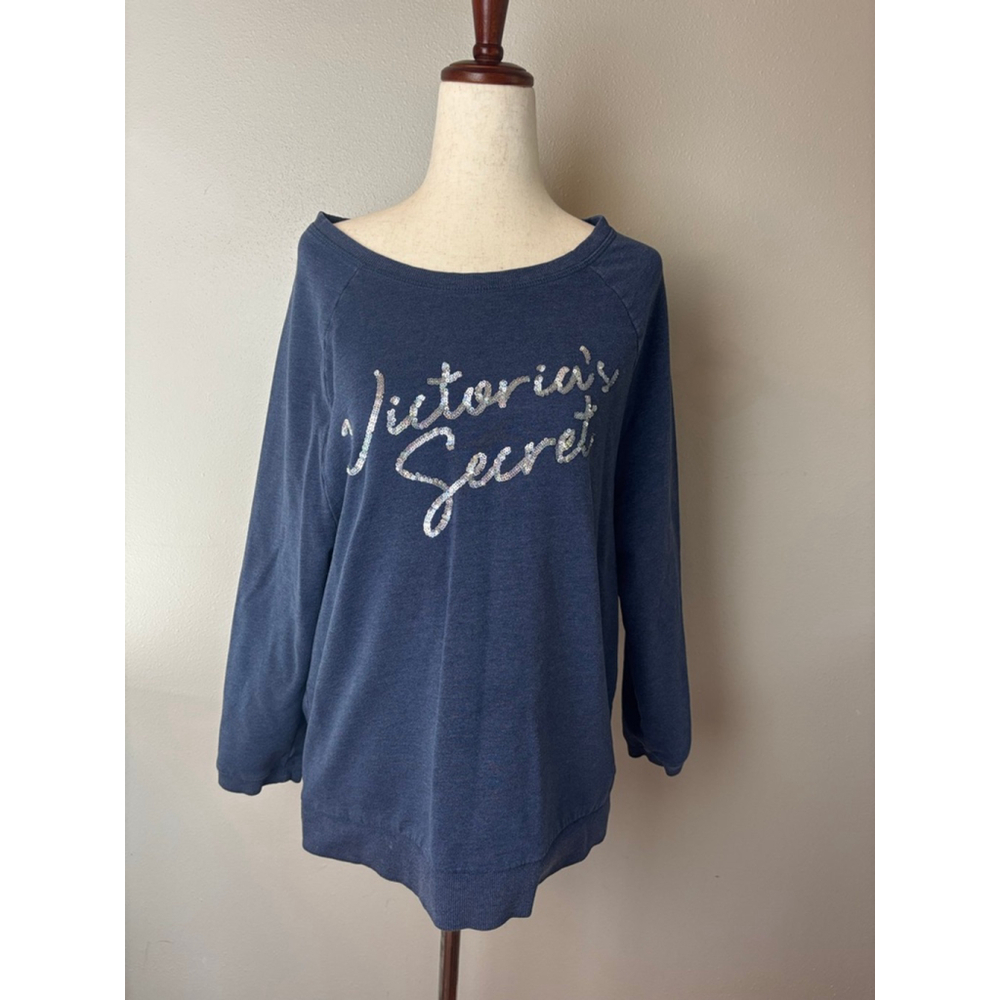 Vintage y2k Victoria's Secret Blue Sequin Sweatshirt S crewneck preppy casual